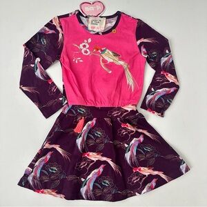 Mim-Pi Fuchsia Dress with Bird Motif Size 104/4 Girls